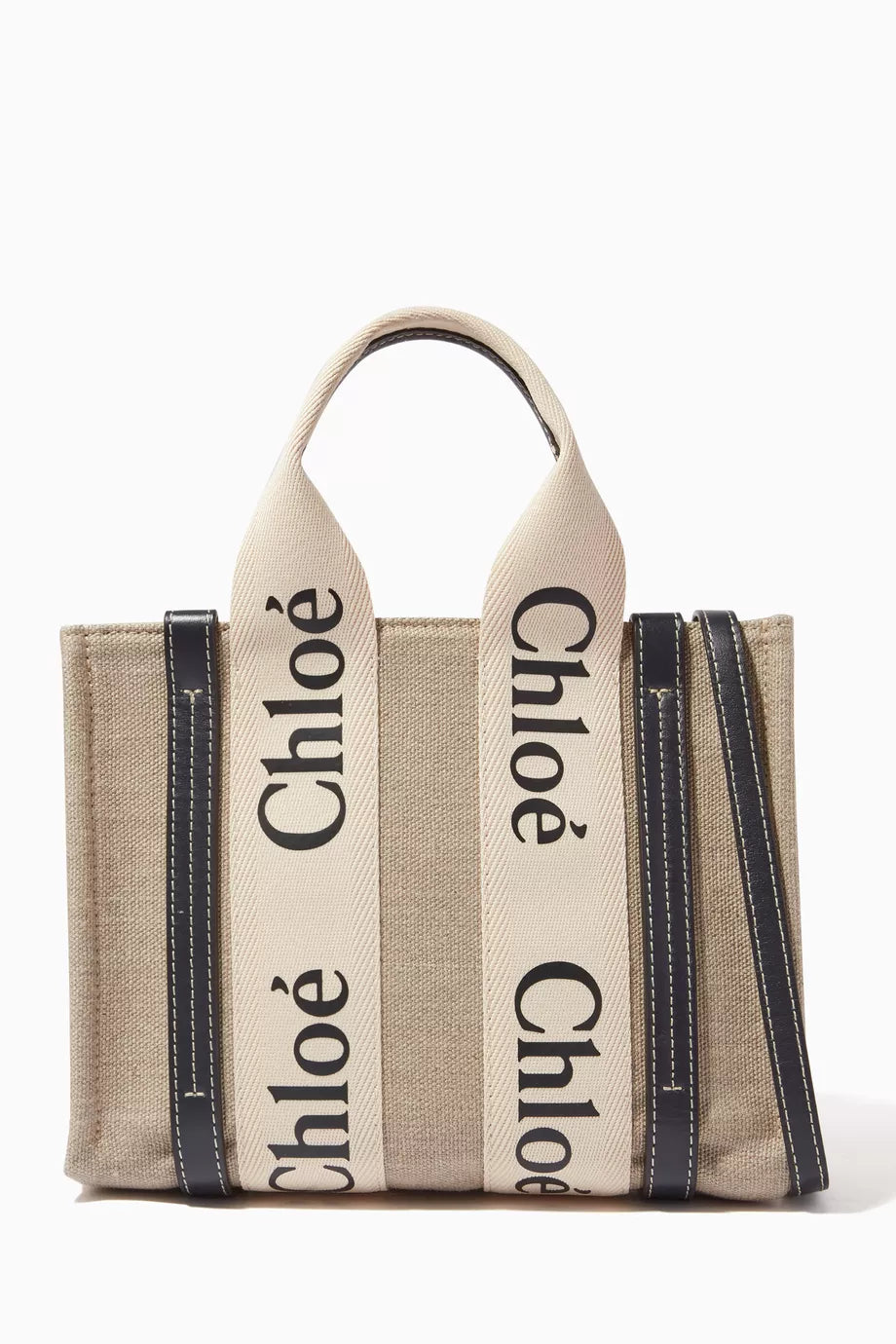 Chloe Small Woody Tote Bag Black in Canvas