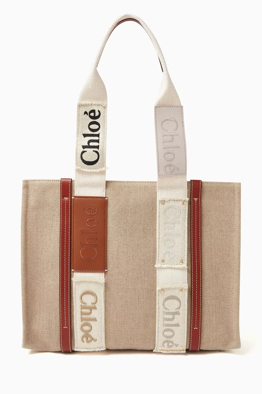 Chloe Medium Woody Tote Bag in Linen Canvas