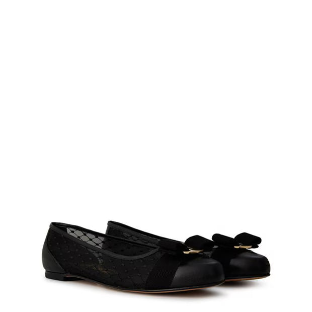Salvatore Ferragamo Mesh Vara Flat Black