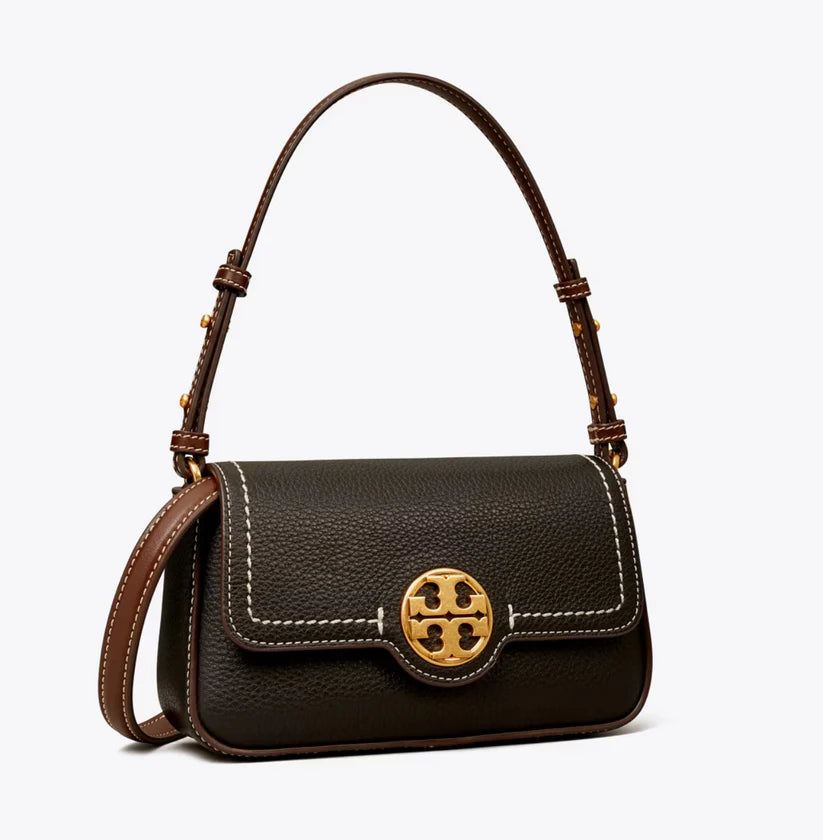 Tory Burch Mini Leather Flap ShoulderCrossbody Bag In GoldBlack Multi