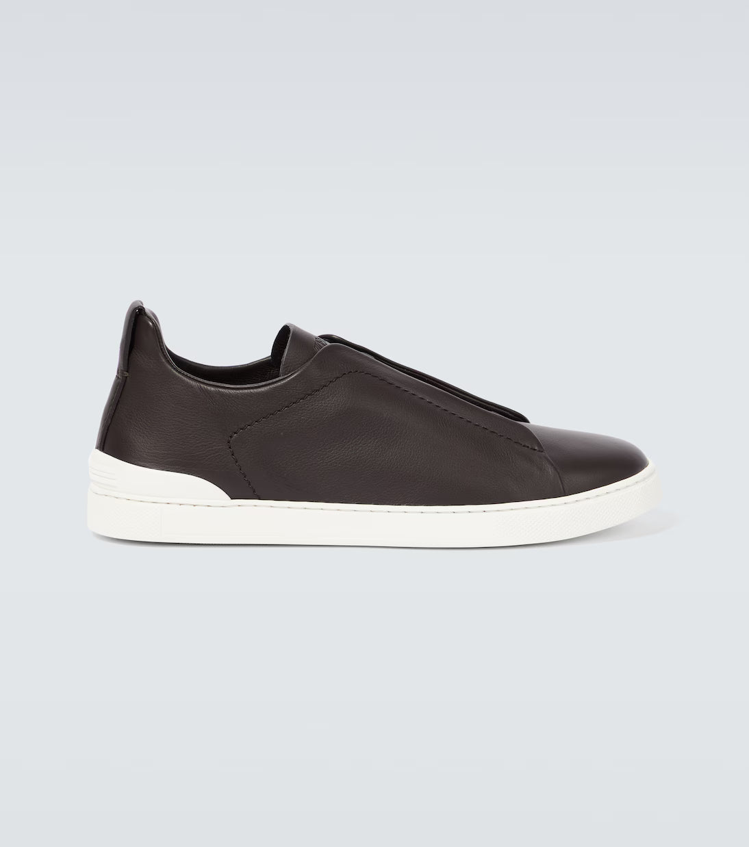 Zegna Brown Canvas Triple Stitch Leather