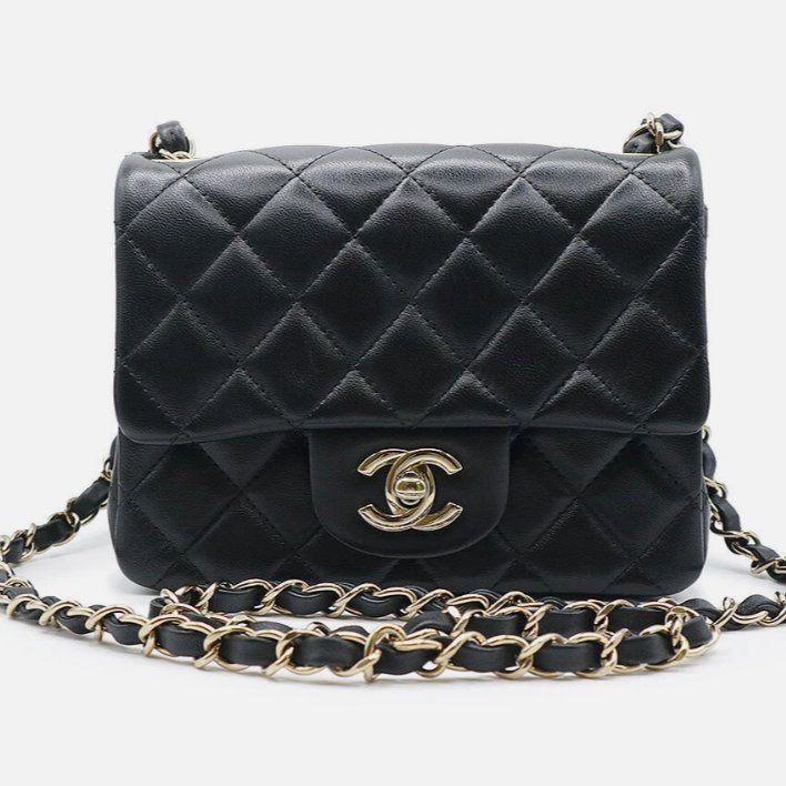 CHANEL Matelasse 17 Mini Classic Chain Shoulder Bag Lambskin, Black