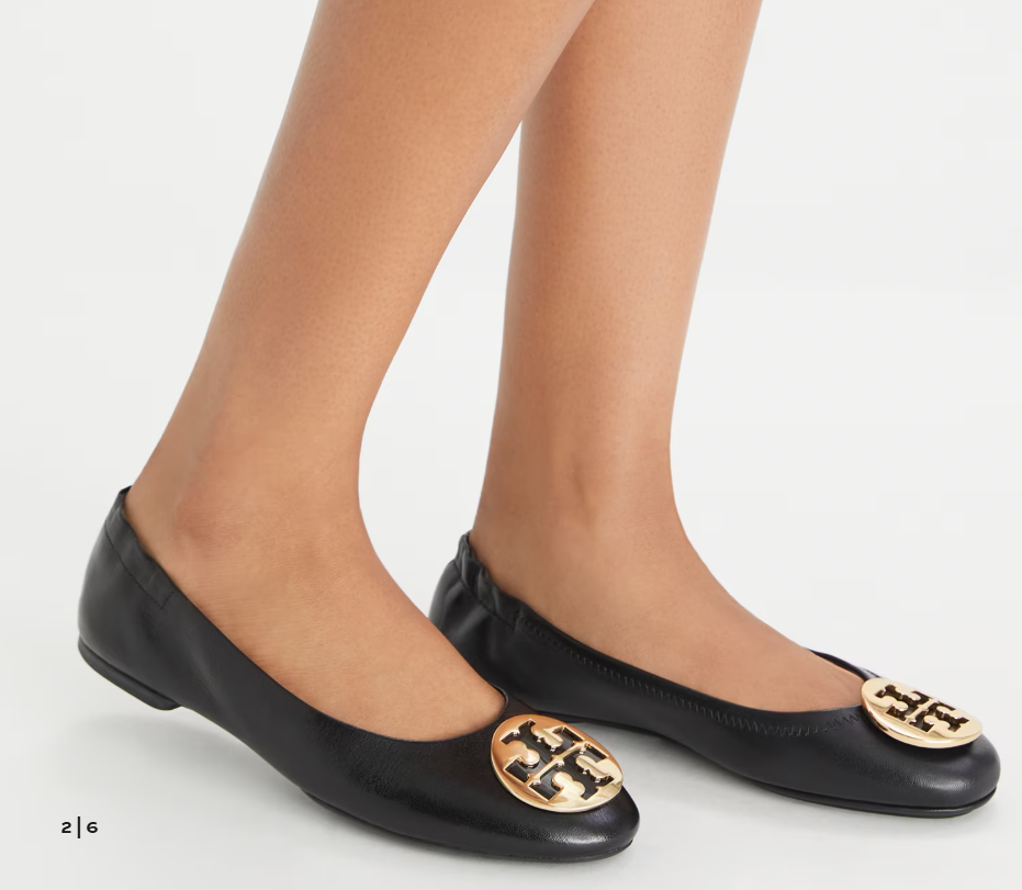 Tory Burch Circle Buckle Flat Rapper Black