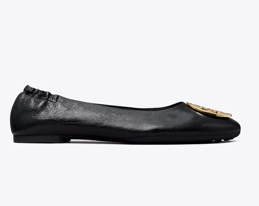 Tory Burch Circle Buckle Flat Rapper Black