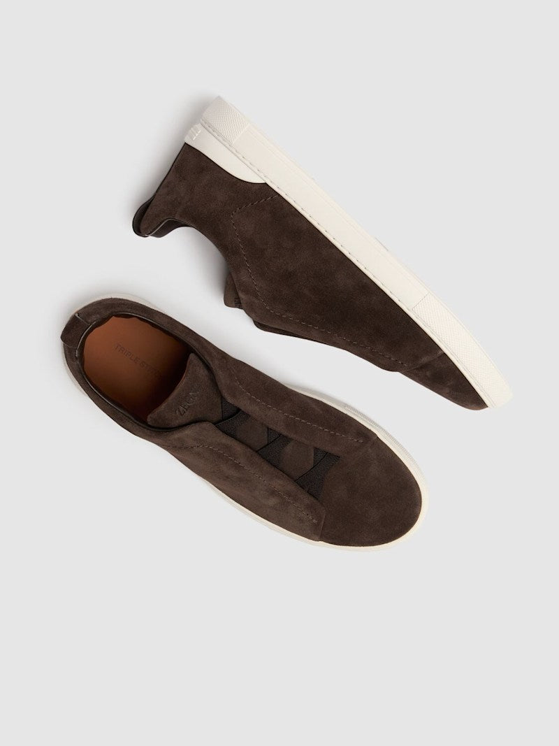 Zegna Brown Canvas Triple Stitch chamois
