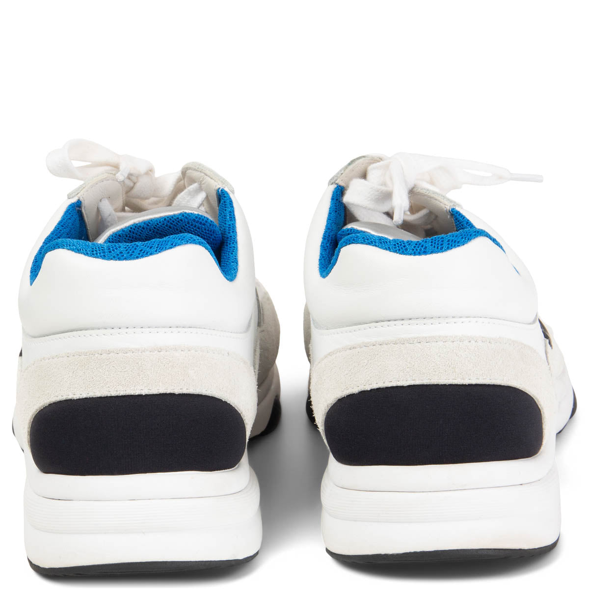 Chanel CC logo Low Top Sneaker White Silver Blue