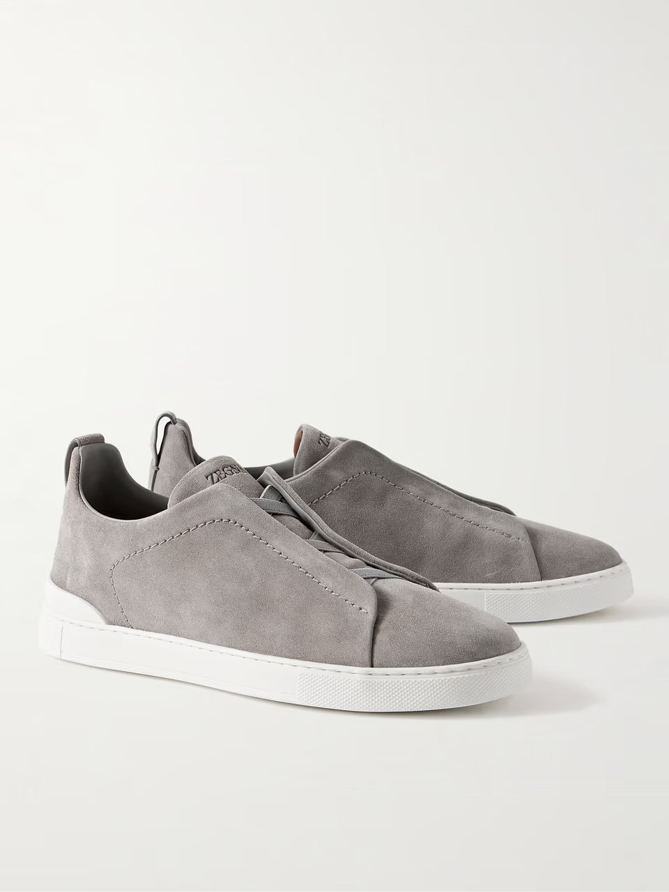 Zegna Dark Grey Canvas Triple Stitch chamois
