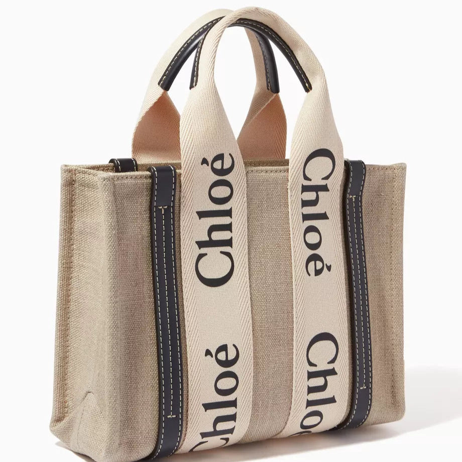 Chloe Small Woody Tote Bag Black in Canvas