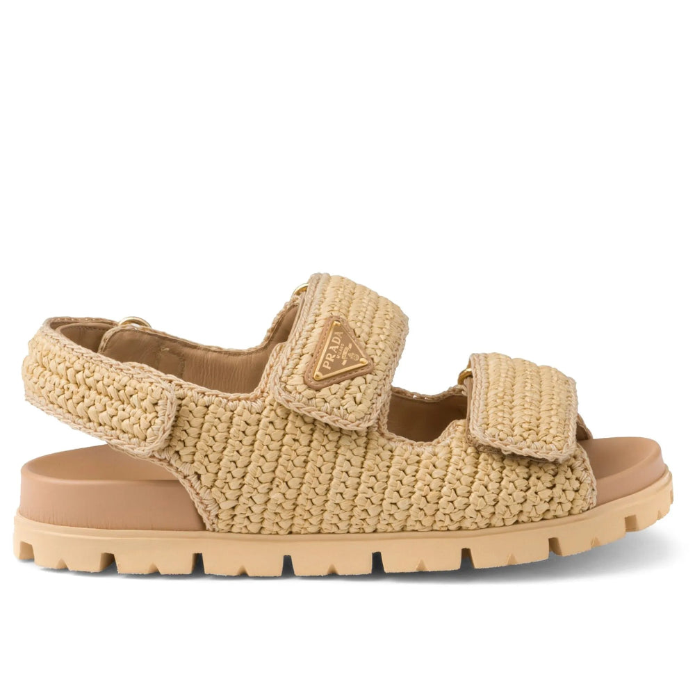 Prada Monolith crochet raffia-effect sandals