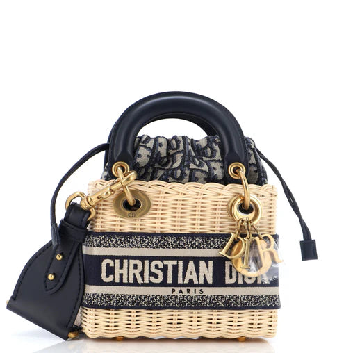 Christian Dior Lady Dior Mini Beige WickerOblique Jacquard