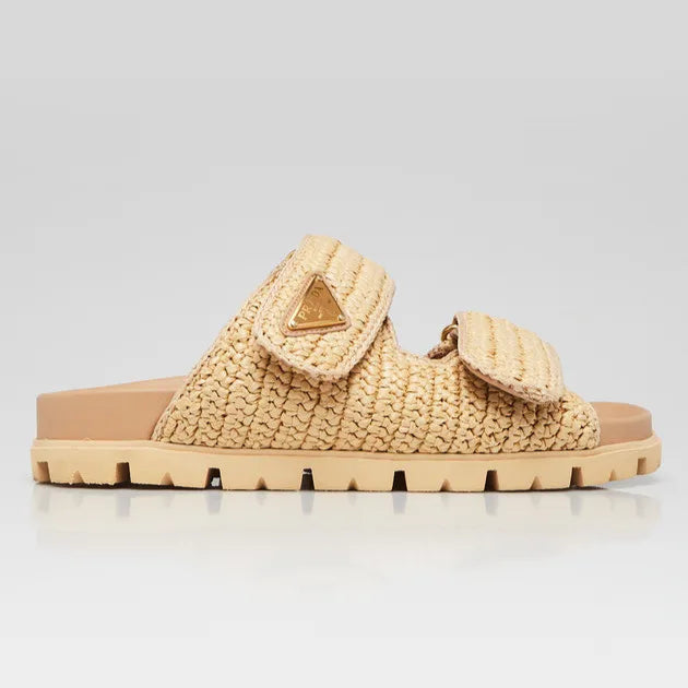 Prada Monolith crochet raffia-effect Slippers