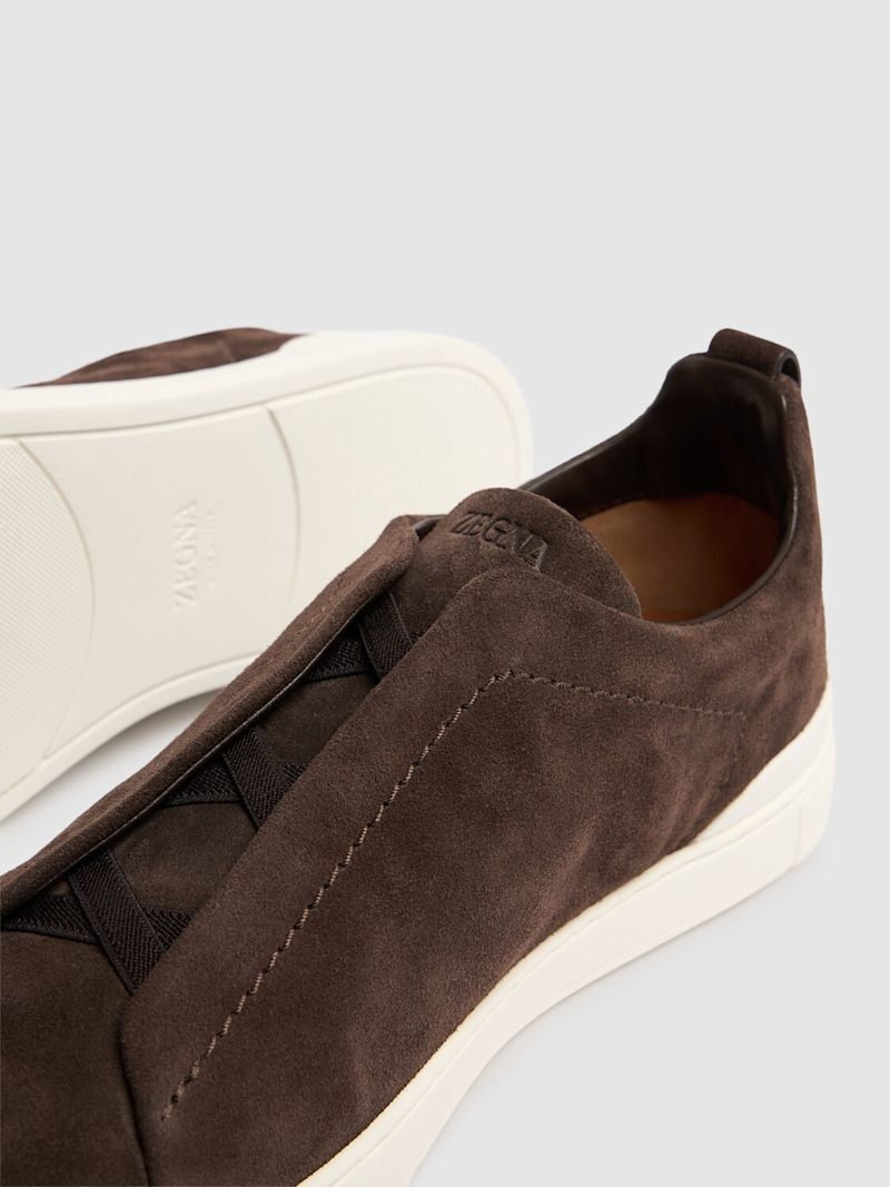 Zegna Brown Canvas Triple Stitch chamois