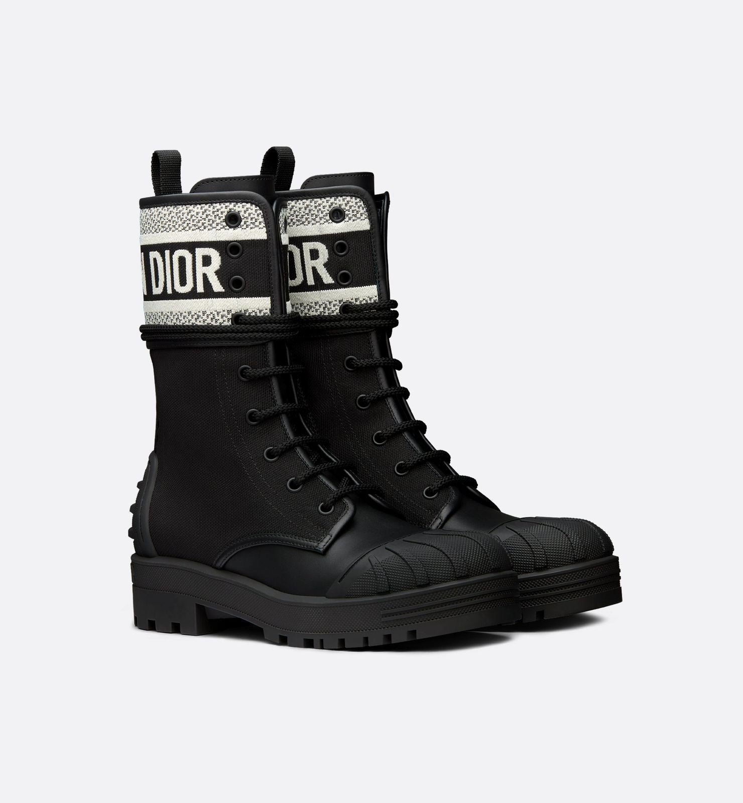 Dior Black Leather and Canvas D-major Ankle Boots