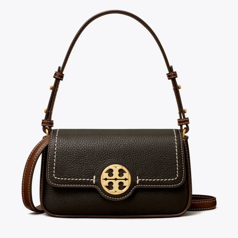 Tory Burch Mini Leather Flap ShoulderCrossbody Bag In GoldBlack Multi