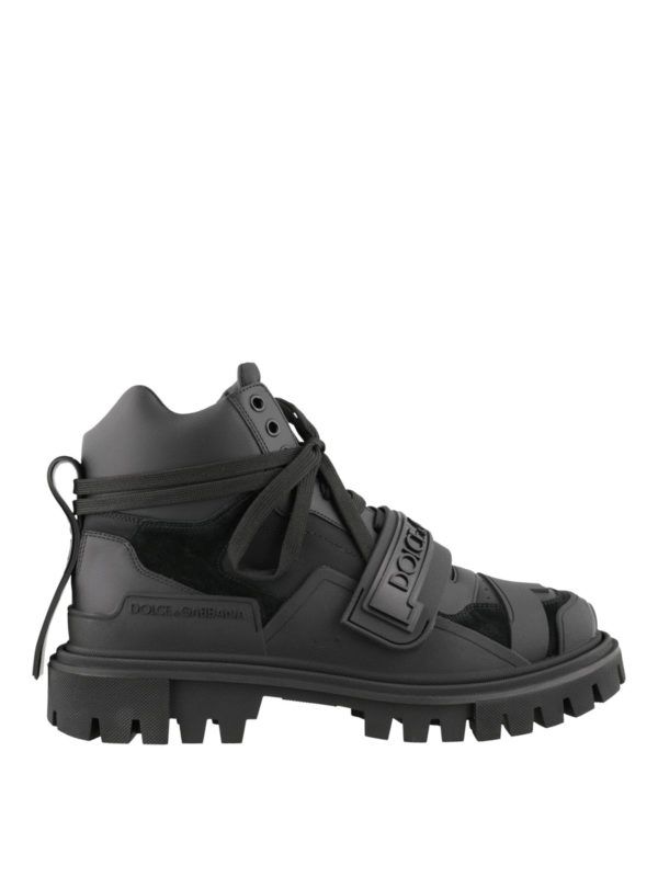 Dolce & Gabbana Black Logo Strap Trekking Boots