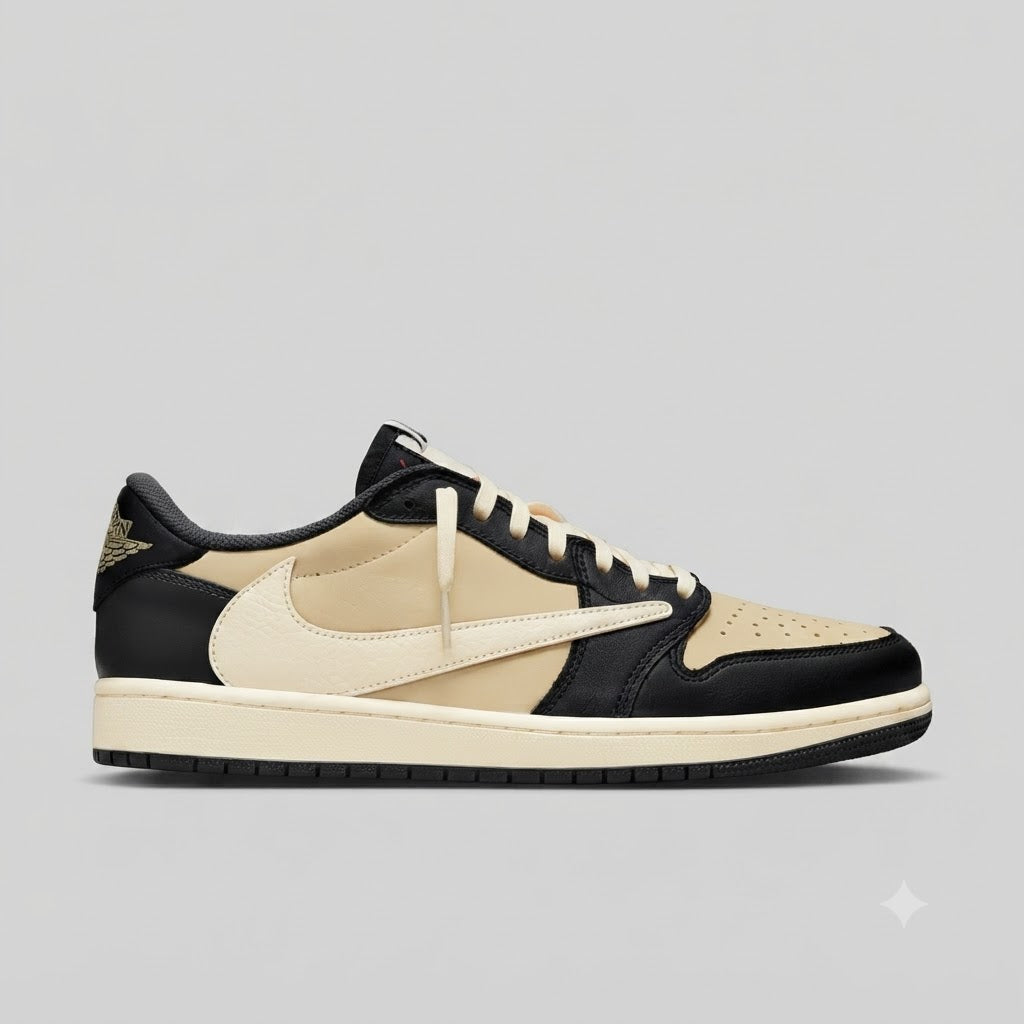 Nike Air Jordan 1 x Travis Scott Unisex Sneaker Beige and Black