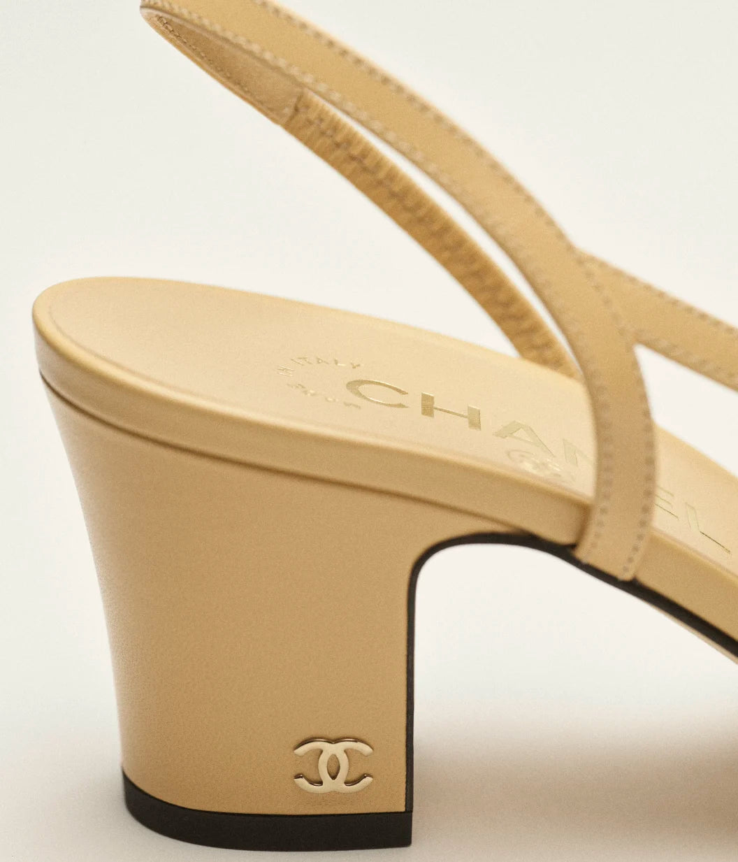 Chanel Heels Leather And Fabric Beige and Black