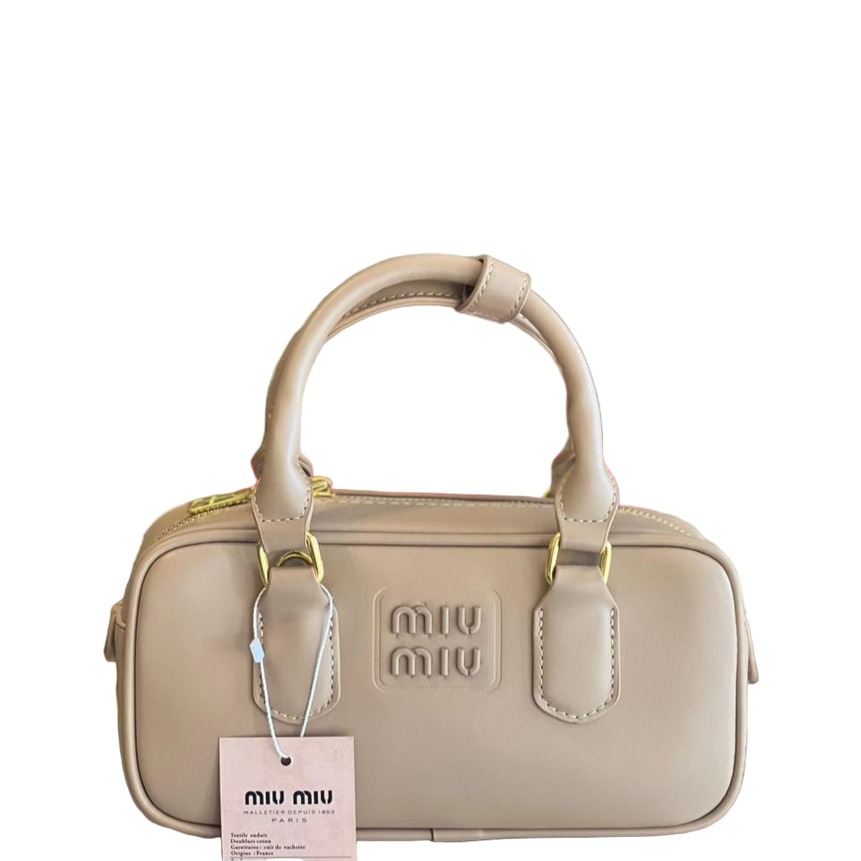 Miu Miu Arcadie Leather Tote Bag | beige