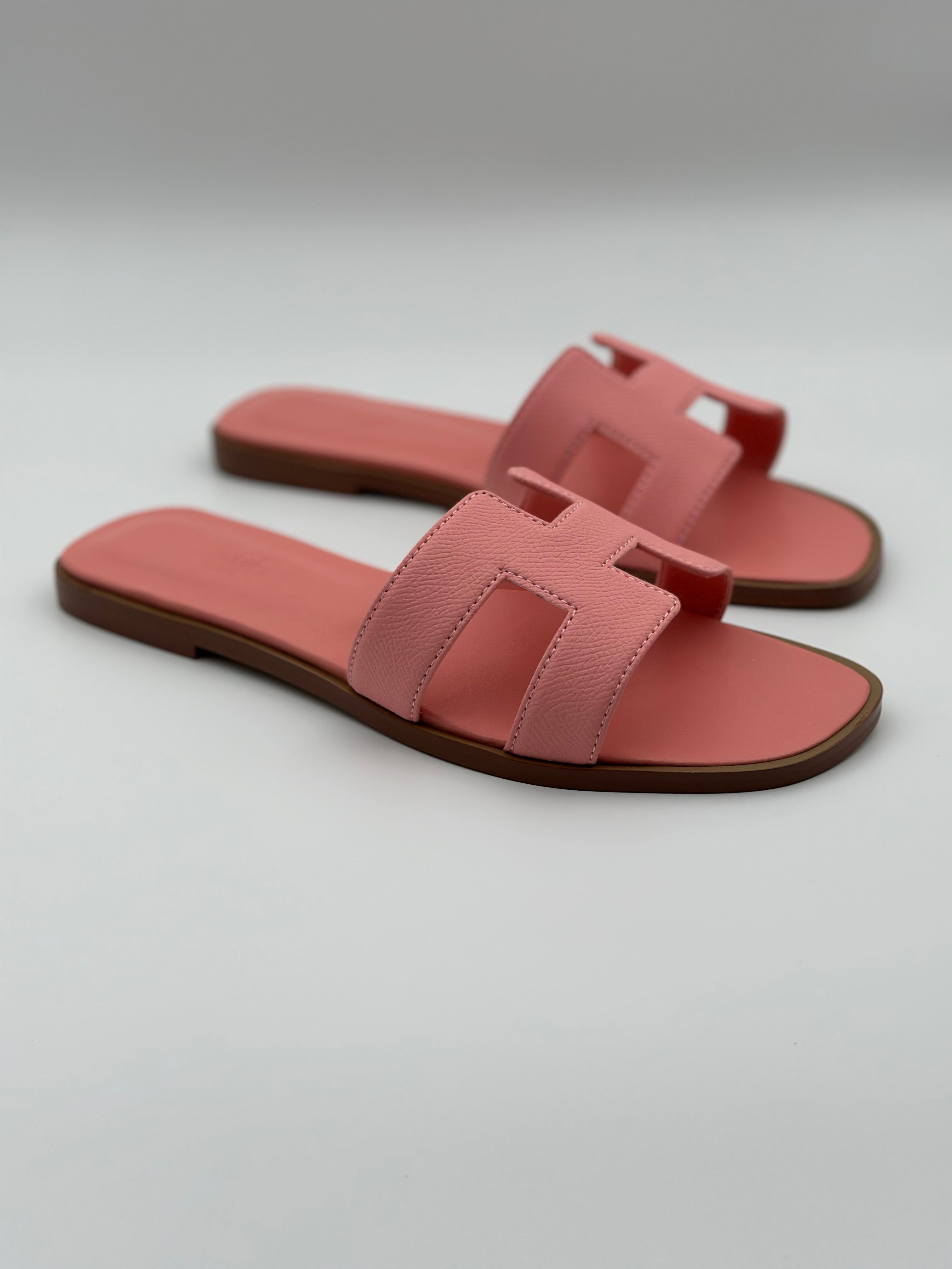 Hermes Oran Slippers " Pink "