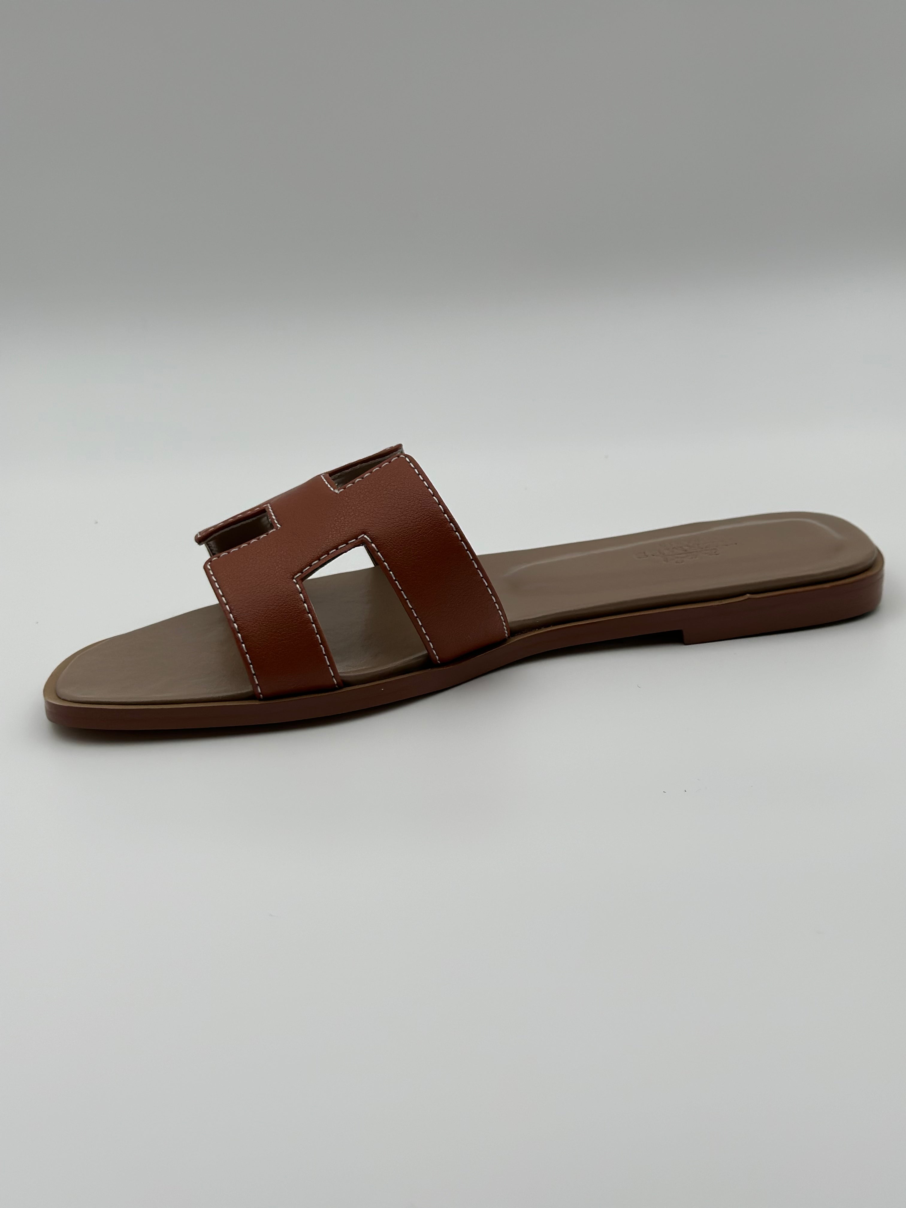 Hermes Oran Slippers " Brown/Brown"