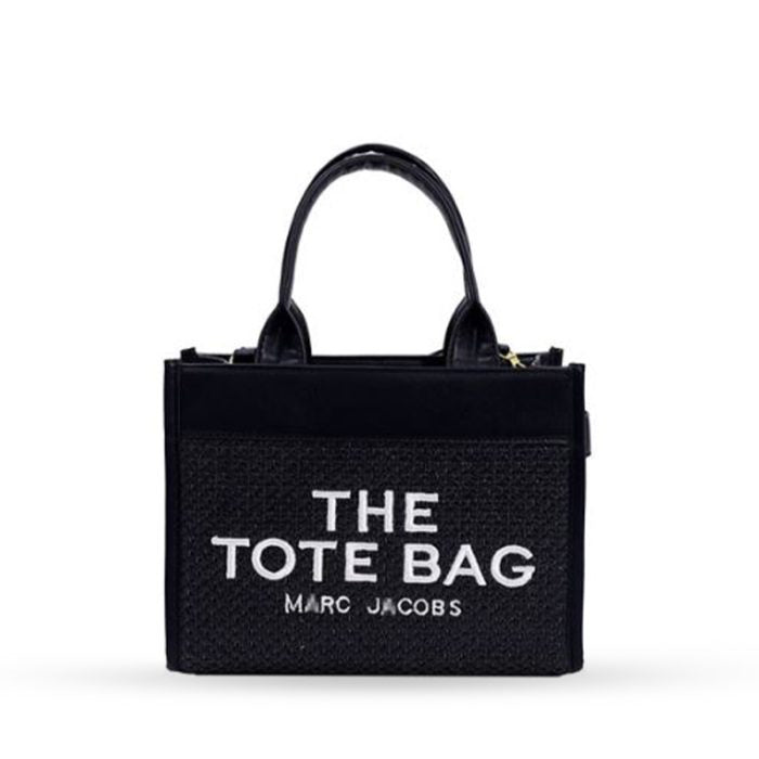 THE TOTE BAG Marc Jacobs Handbag Large Straw Shoulder Black Tote Bag