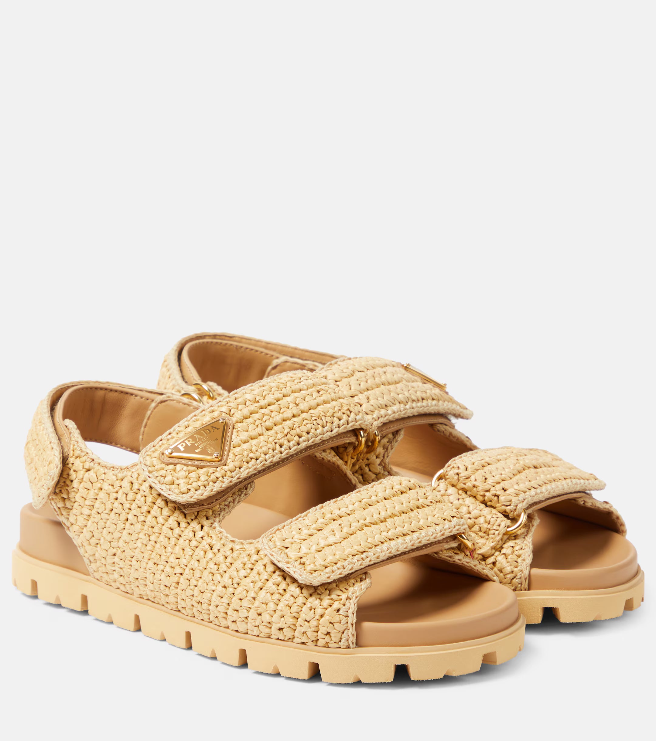 Prada Monolith crochet raffia-effect sandals