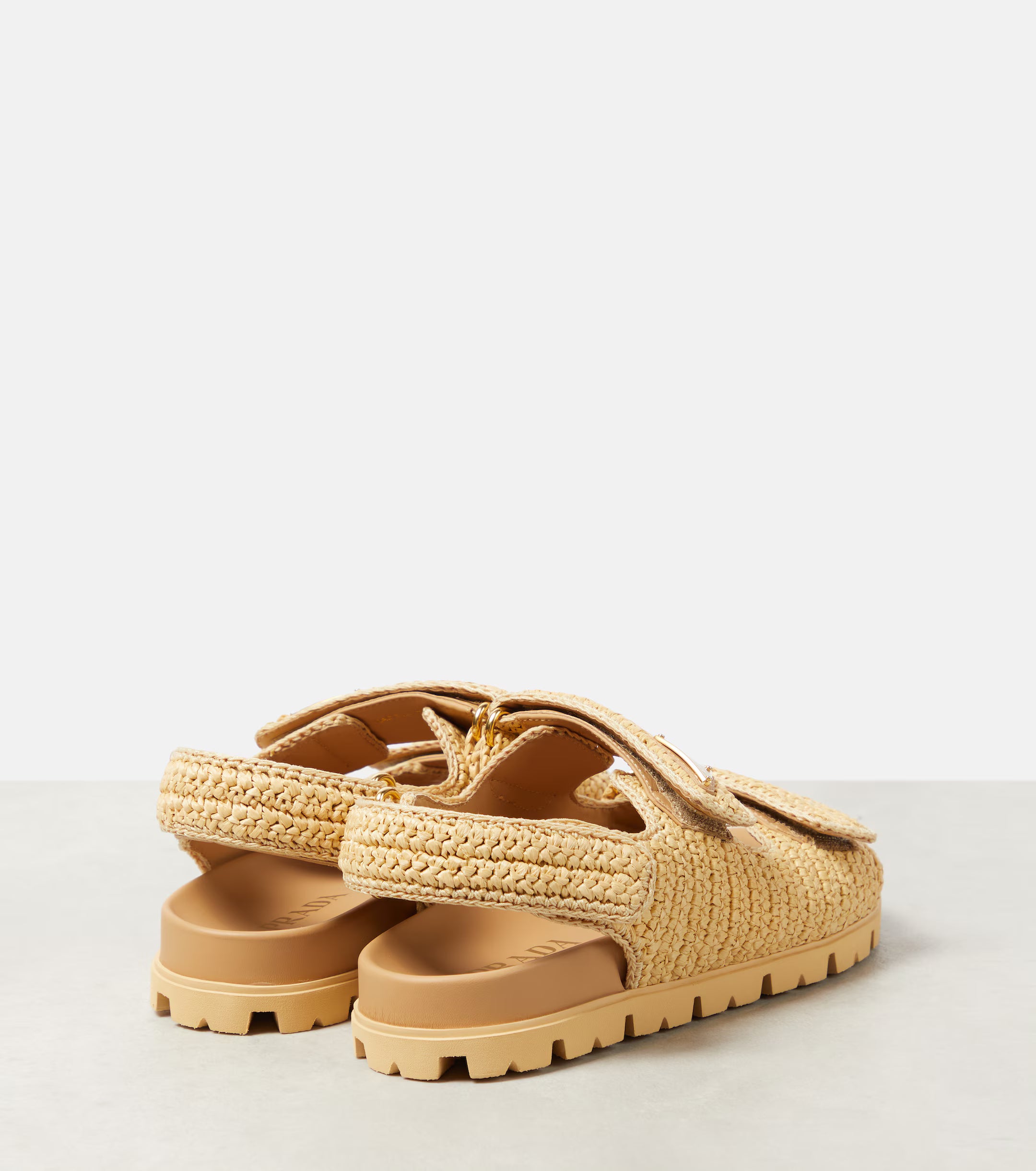 Prada Monolith crochet raffia-effect sandals