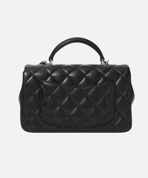Chanel Mini Flap Bag with Top Handle Lambskin & Gold Black
