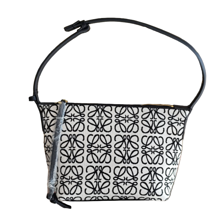 Loewe Cubi Anagram Jacquard Canvas and Leather Shoulder Bag