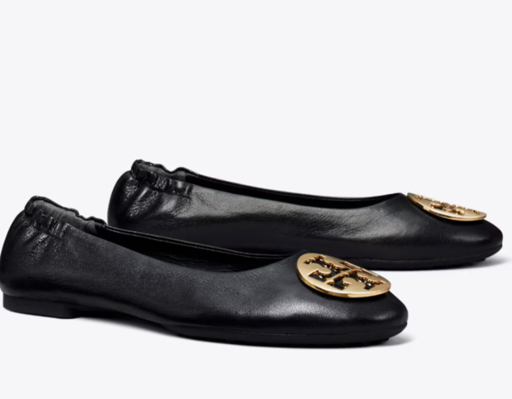 Tory Burch Circle Buckle Flat Rapper Black