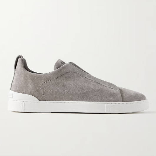 Zegna Dark Grey Canvas Triple Stitch chamois