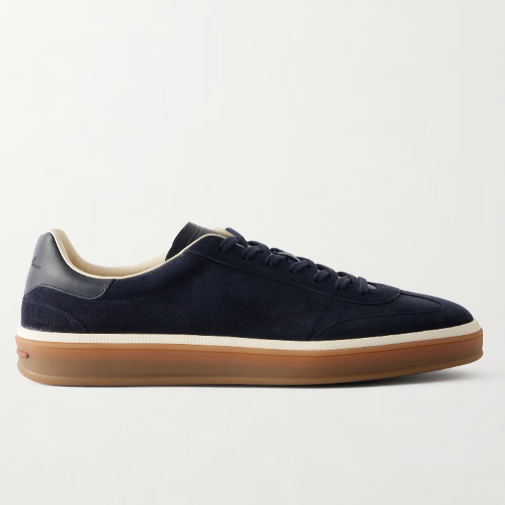Loro piana Tennis Walk -Trimmed Suede Sneakers navy