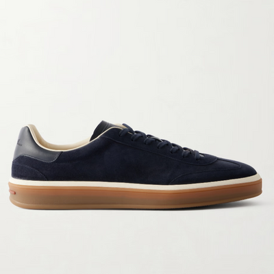 Loro piana Tennis Walk -Trimmed Suede Sneakers navy