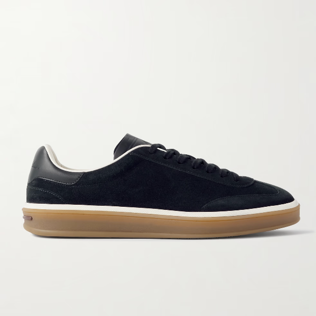 Loro piana Tennis Walk -Trimmed Suede Sneakers black