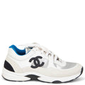 Chanel CC logo Low Top Sneaker White Silver Blue