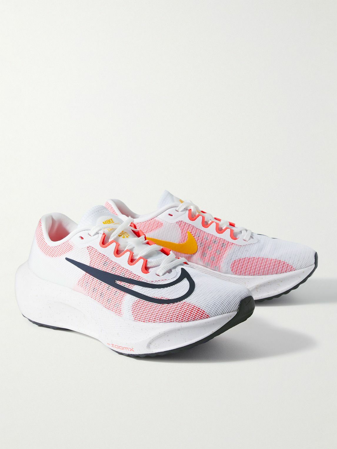 Nike Running - Zoom Fly 5 Rubber-Trimmed Mesh Sneakers - White
