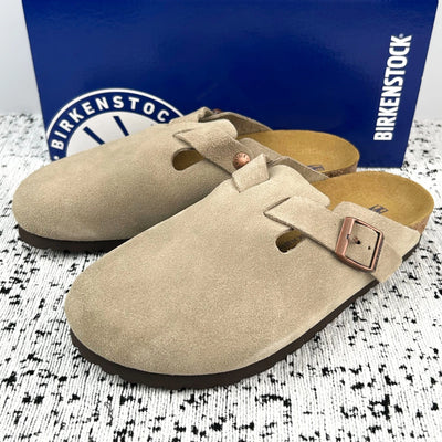 Birkenstock Boston-Taupe Soft Footbed Suede