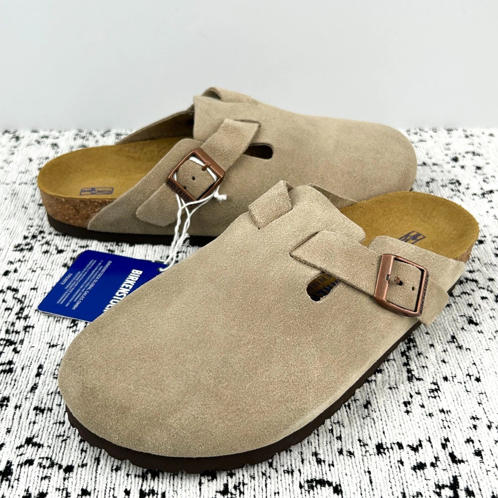 Birkenstock Boston-Taupe Soft Footbed Suede
