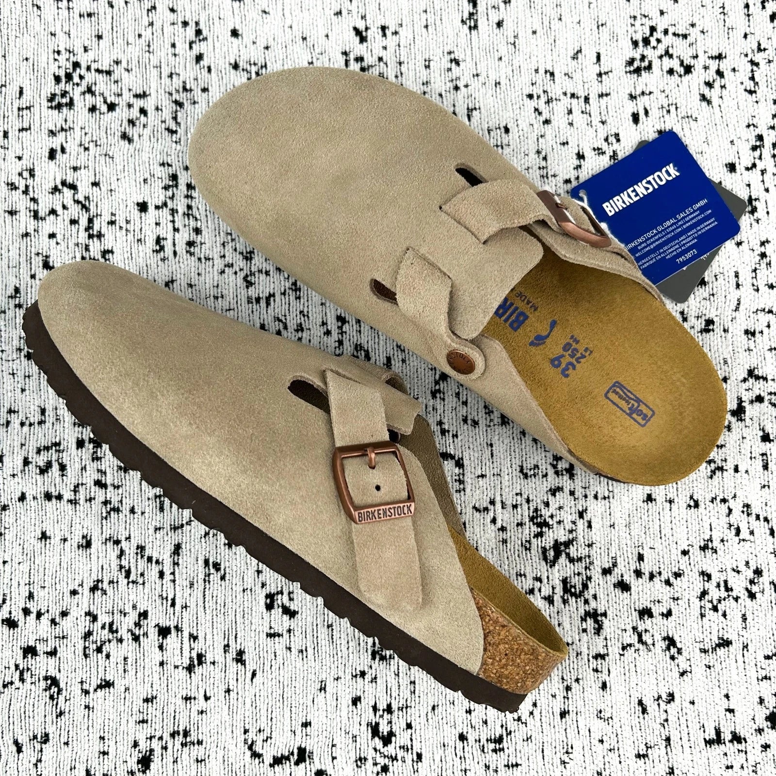 Birkenstock Boston-Taupe Soft Footbed Suede