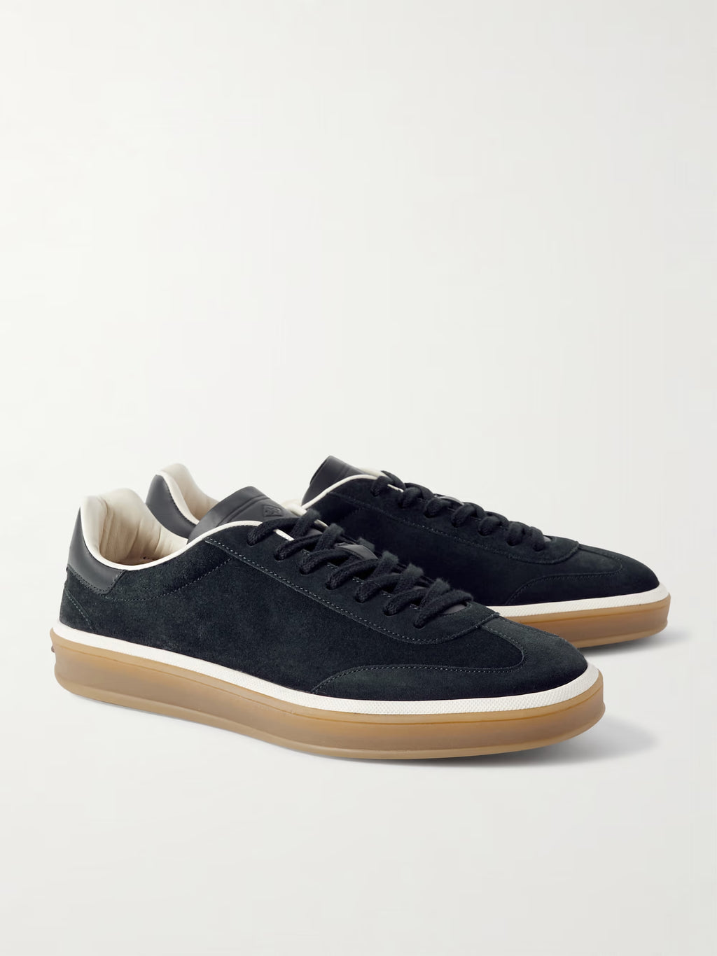 Loro piana Tennis Walk -Trimmed Suede Sneakers black
