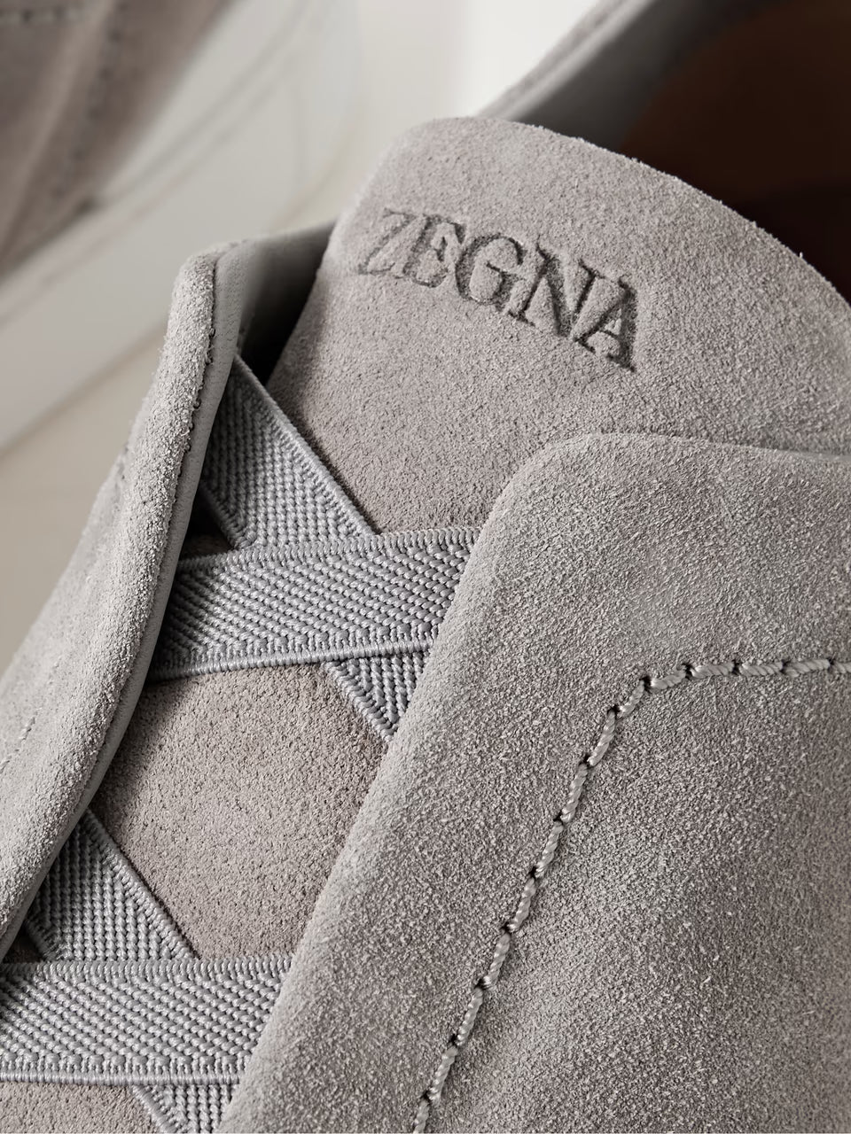 Zegna Dark Grey Canvas Triple Stitch chamois